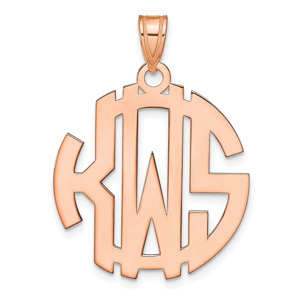 14K Rose Gold Polished Circle Monogram Pendant