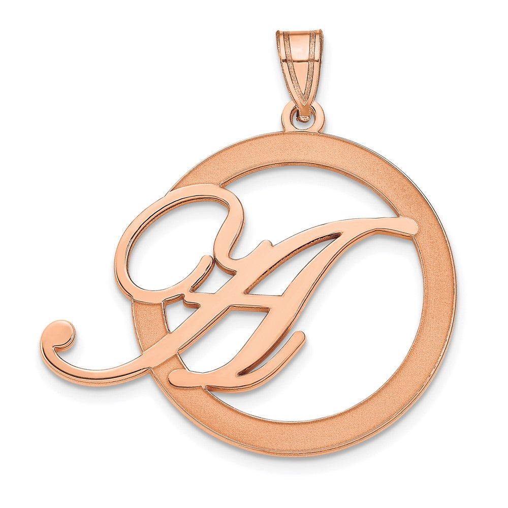 Sterling Silver Rose Gold plated Etched Initial in a Circle Pendant