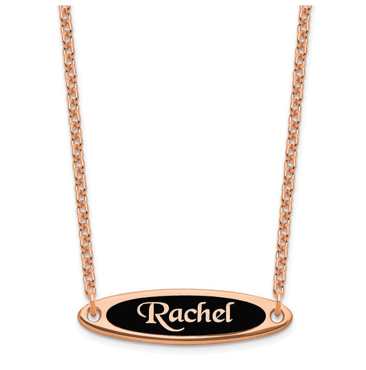 Sterling Silver Rose Gold Plated Enameled Name Plate Necklace