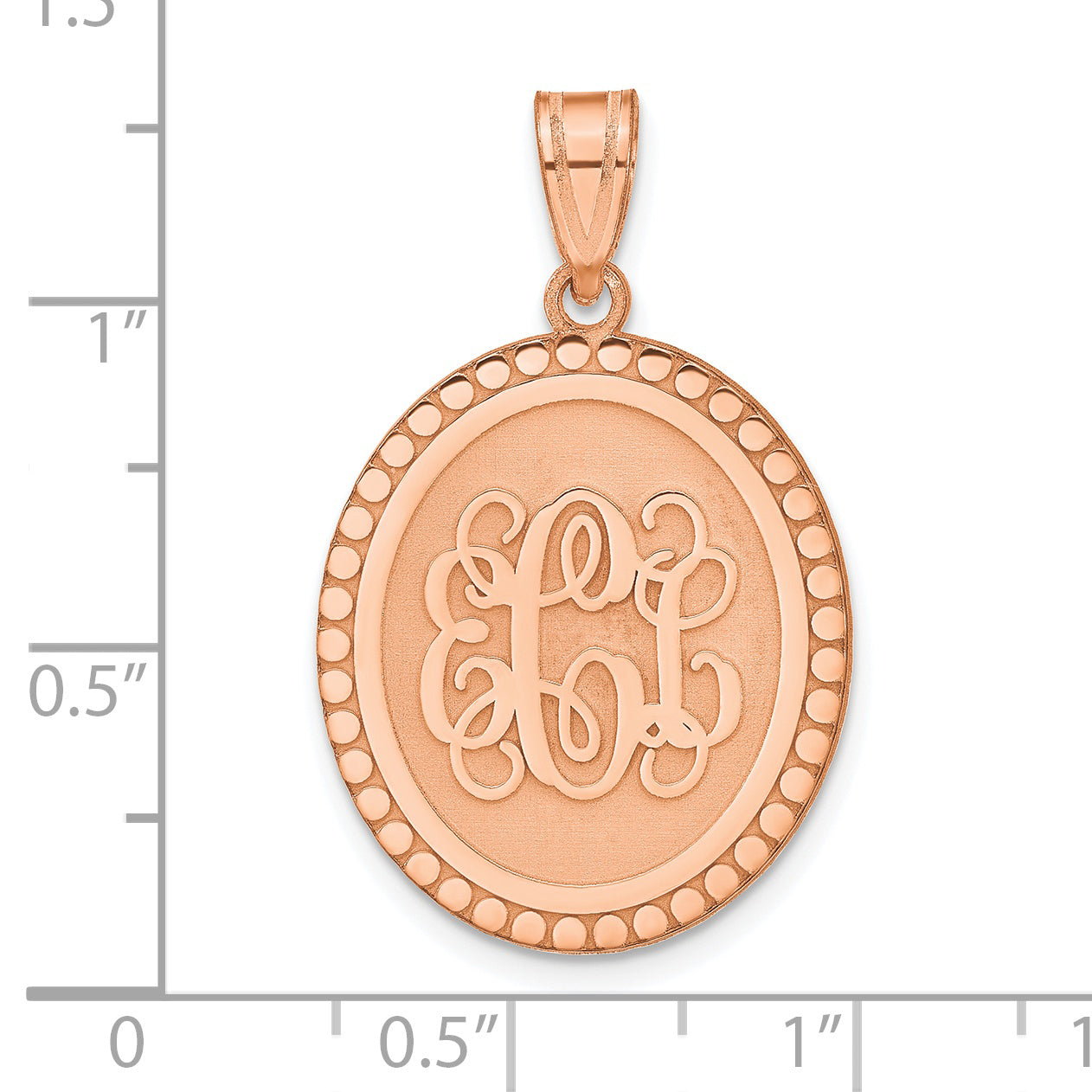 Sterling Silver Rose Gold plated Brushed with Beaded Border Monogram Pendant