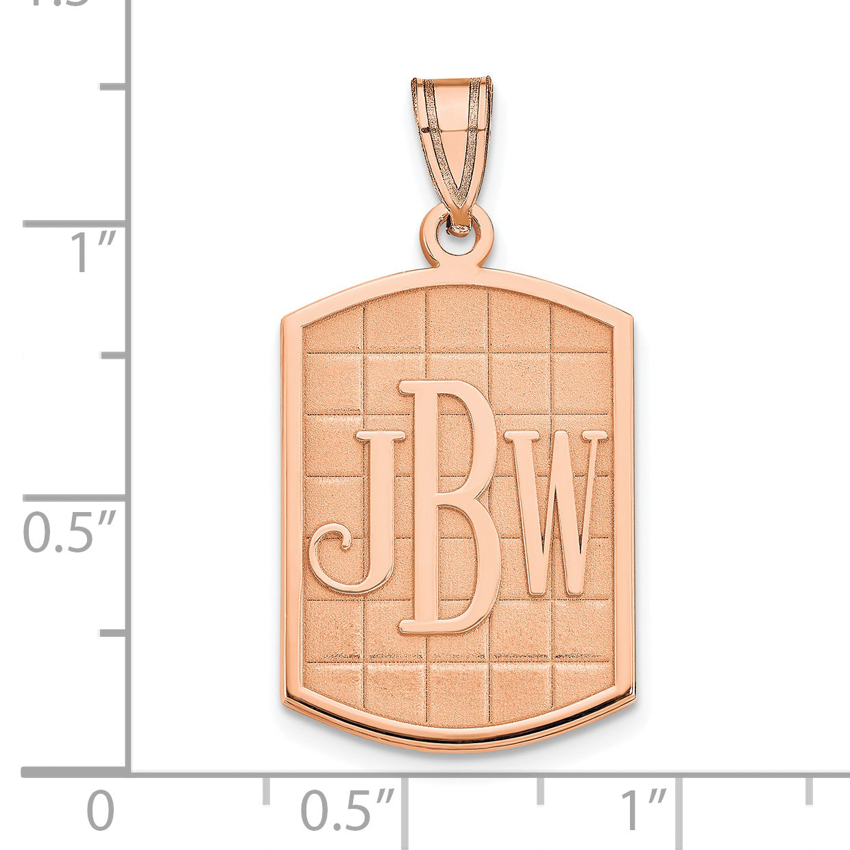 Sterling Silver Rose Gold plated Brushed Monogram Pendant