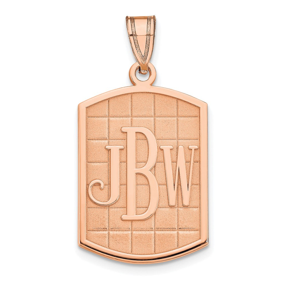 Sterling Silver Rose Gold plated Brushed Monogram Pendant