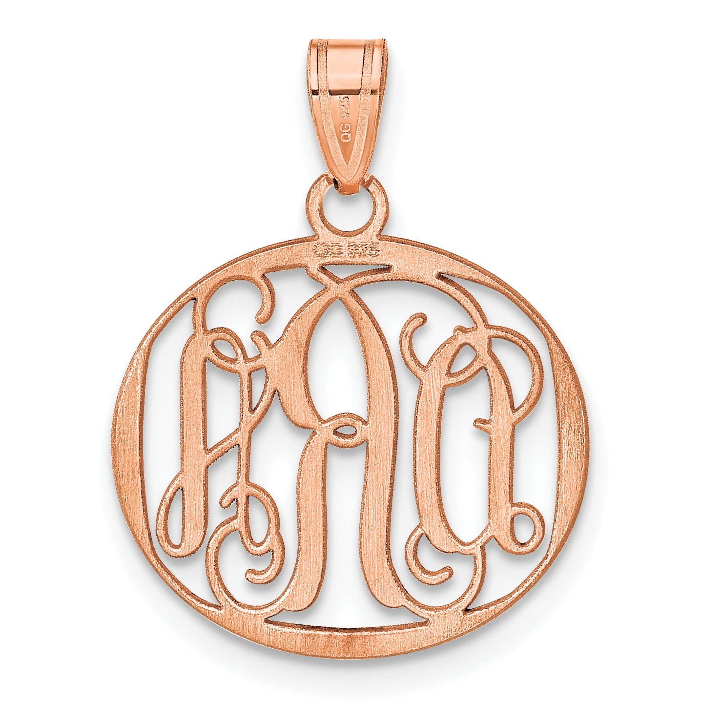 Sterling Silver Rose Gold plated Polished Small Circle Monogram Pendant