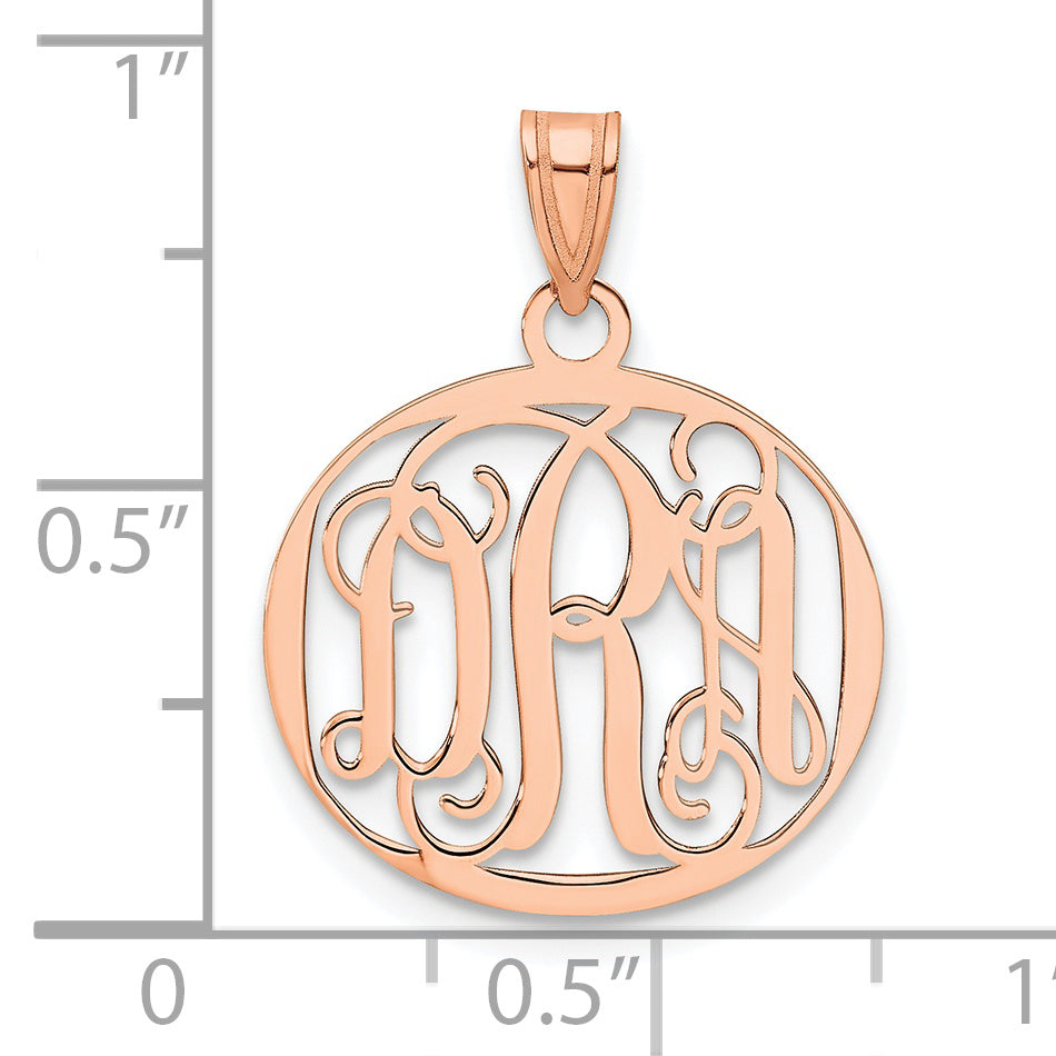 Sterling Silver Rose Gold plated Polished Small Circle Monogram Pendant