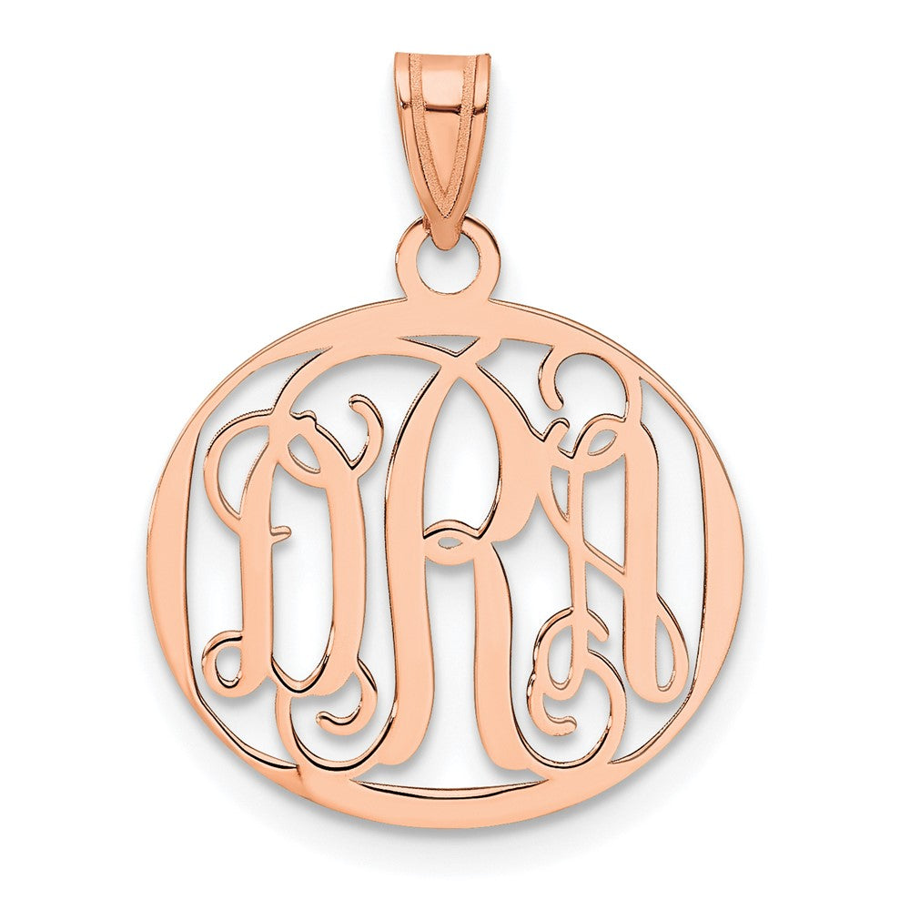 14K Rose Gold Polished Small Circle Monogram Pendant