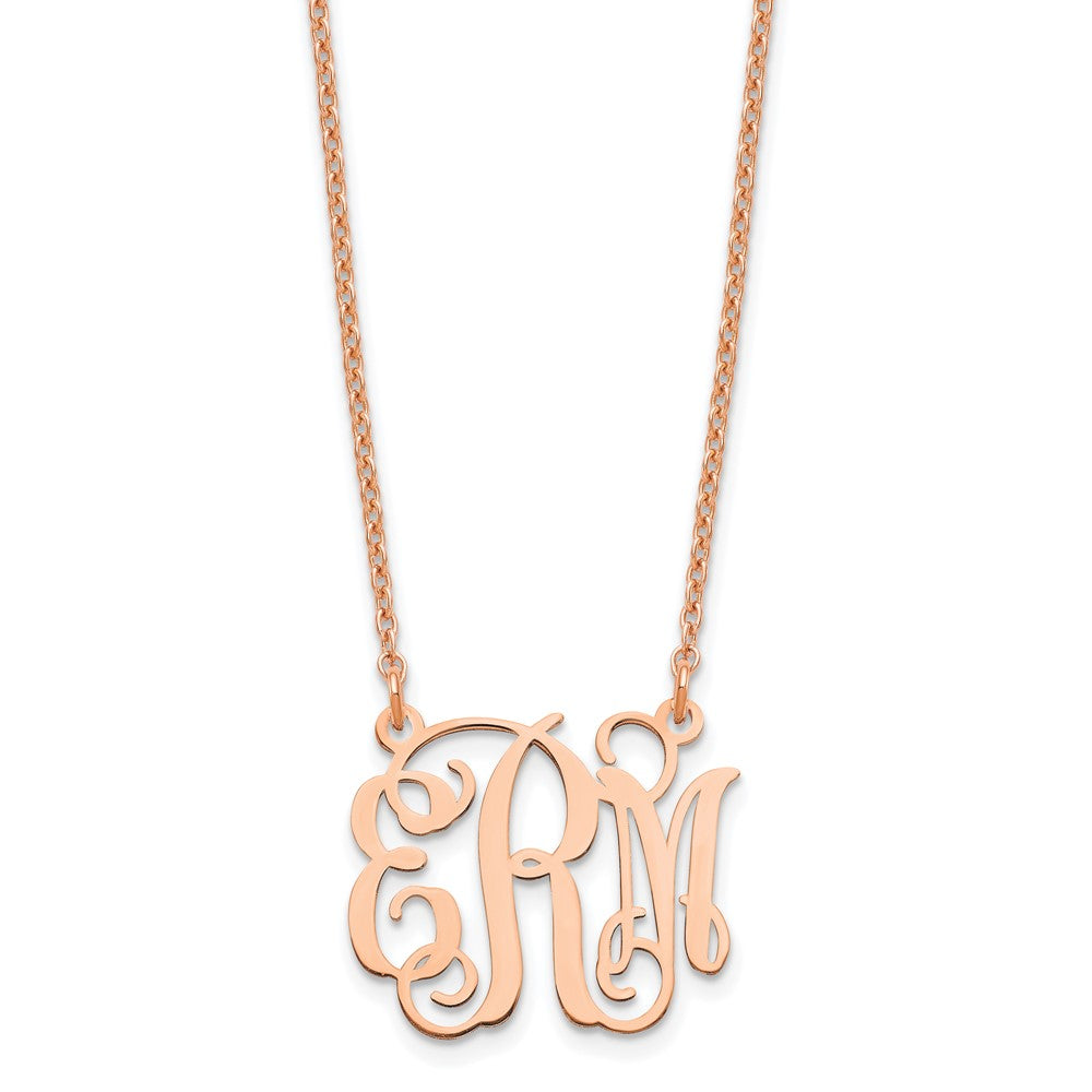 Sterling Silver Rose Gold plated Polished Monogram Necklace