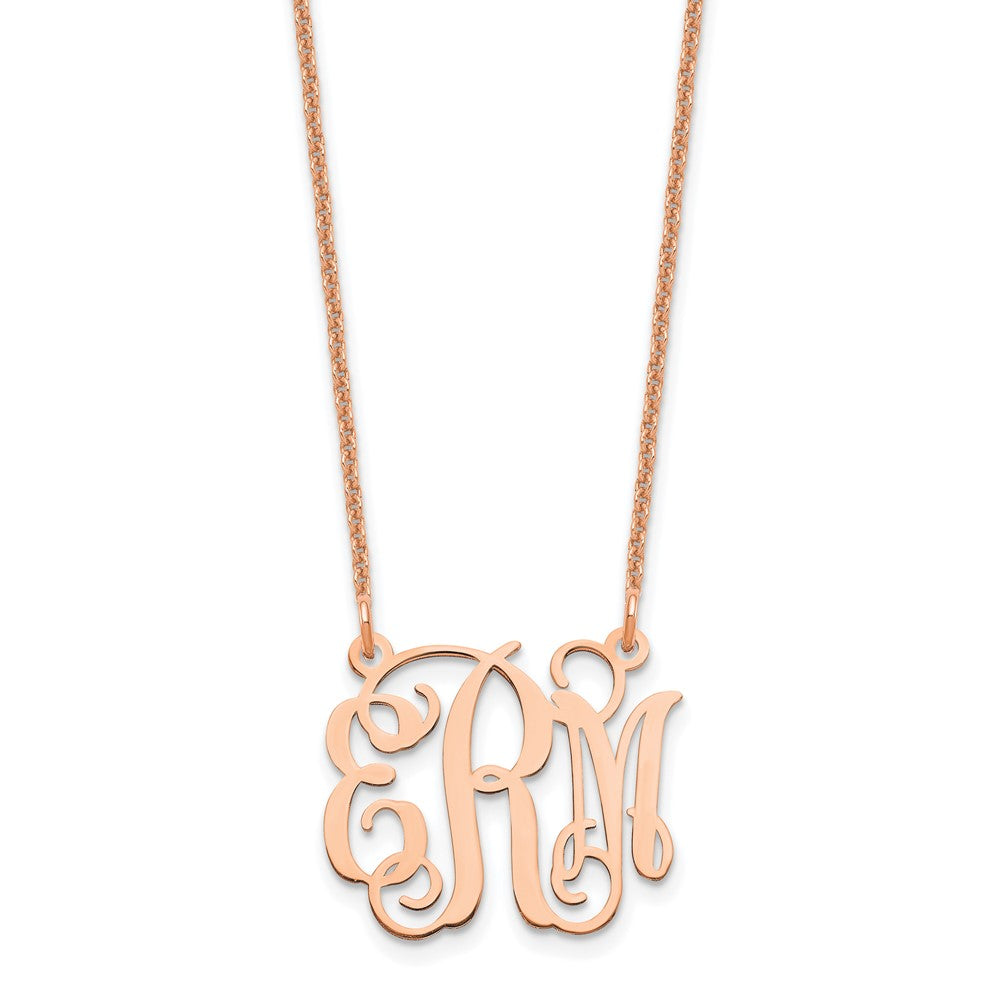 14K Rose Gold Polished Monogram Necklace