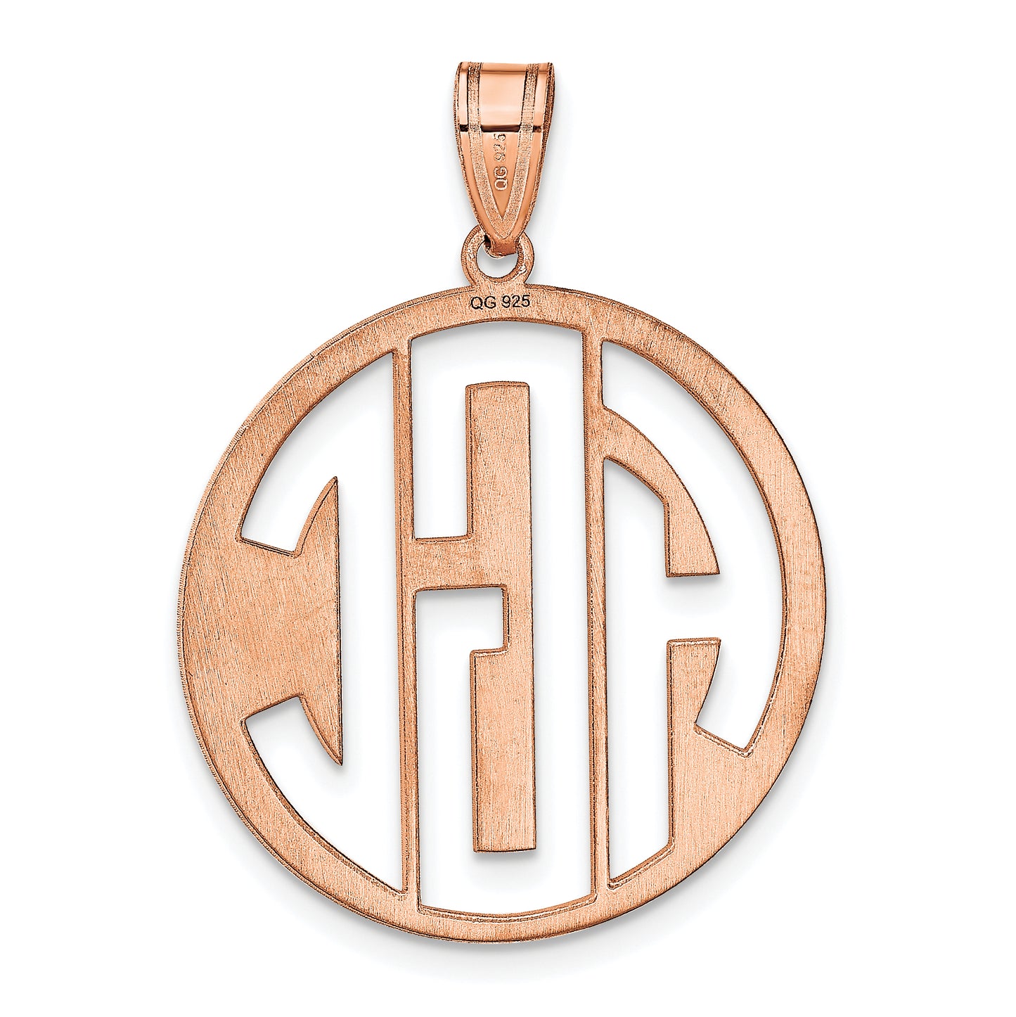 14K Rose Gold Polished Cut Out Block Letter Circle Monogram Pendant