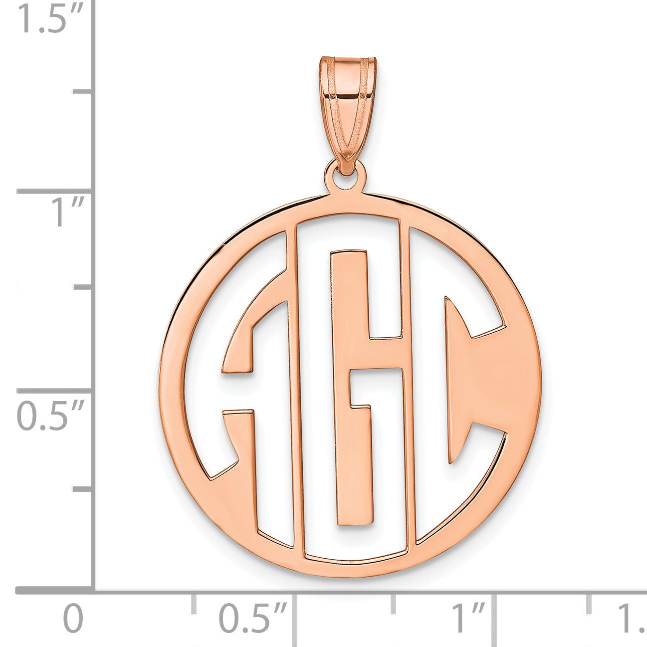 14K Rose Gold Polished Cut Out Block Letter Circle Monogram Pendant