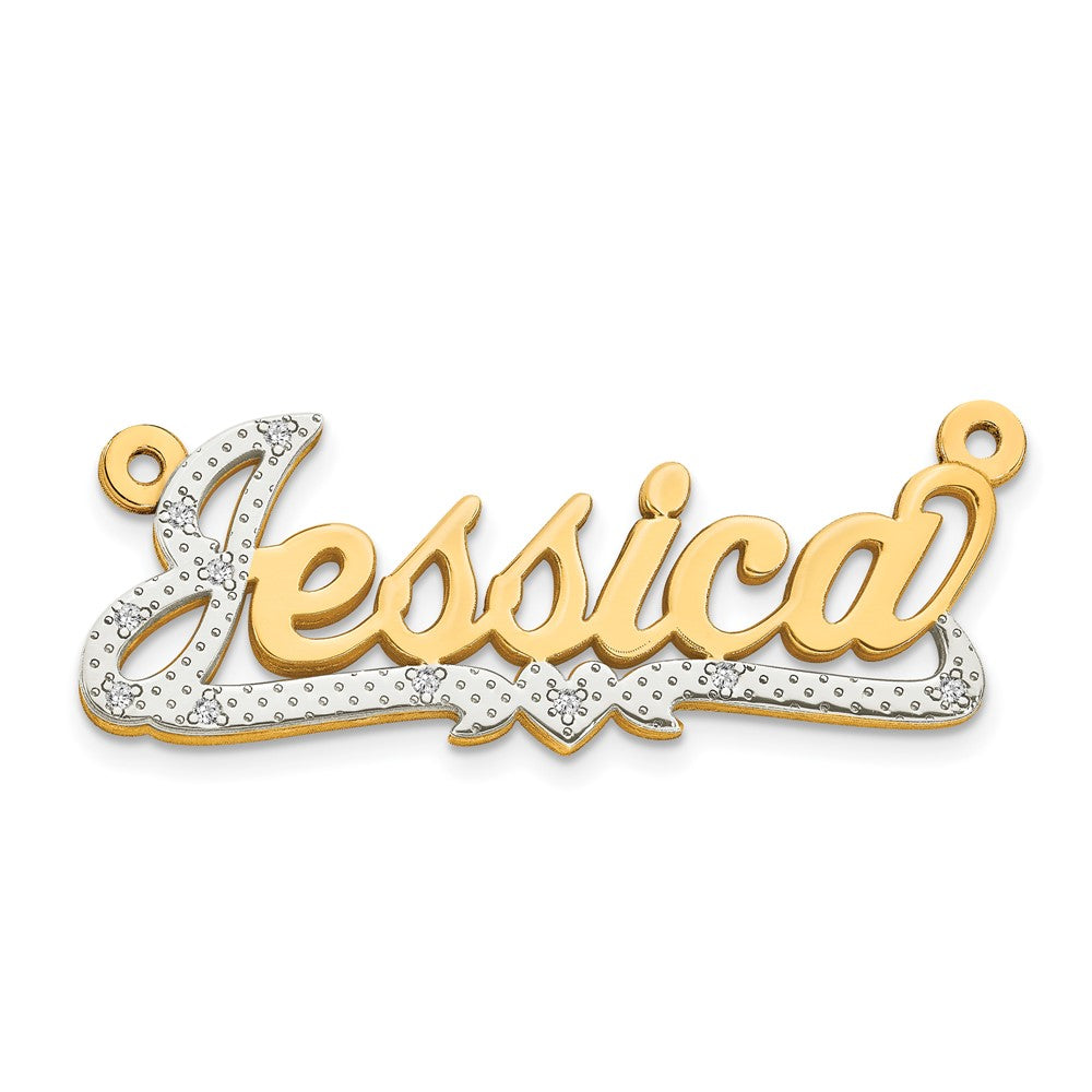 14K White Gold 3D Diamond Name Plate