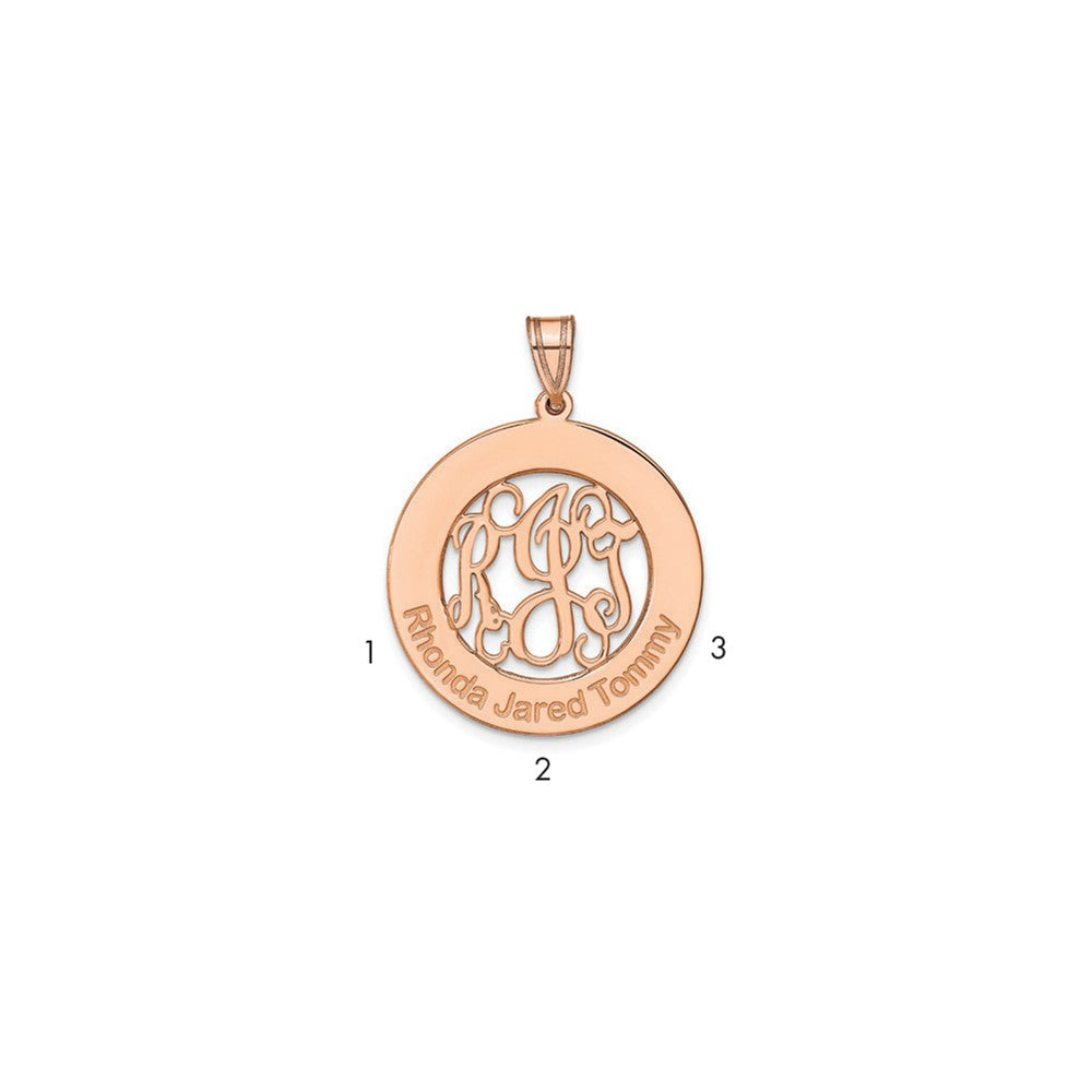 14K Rose Gold Polished Family Monogram Pendant