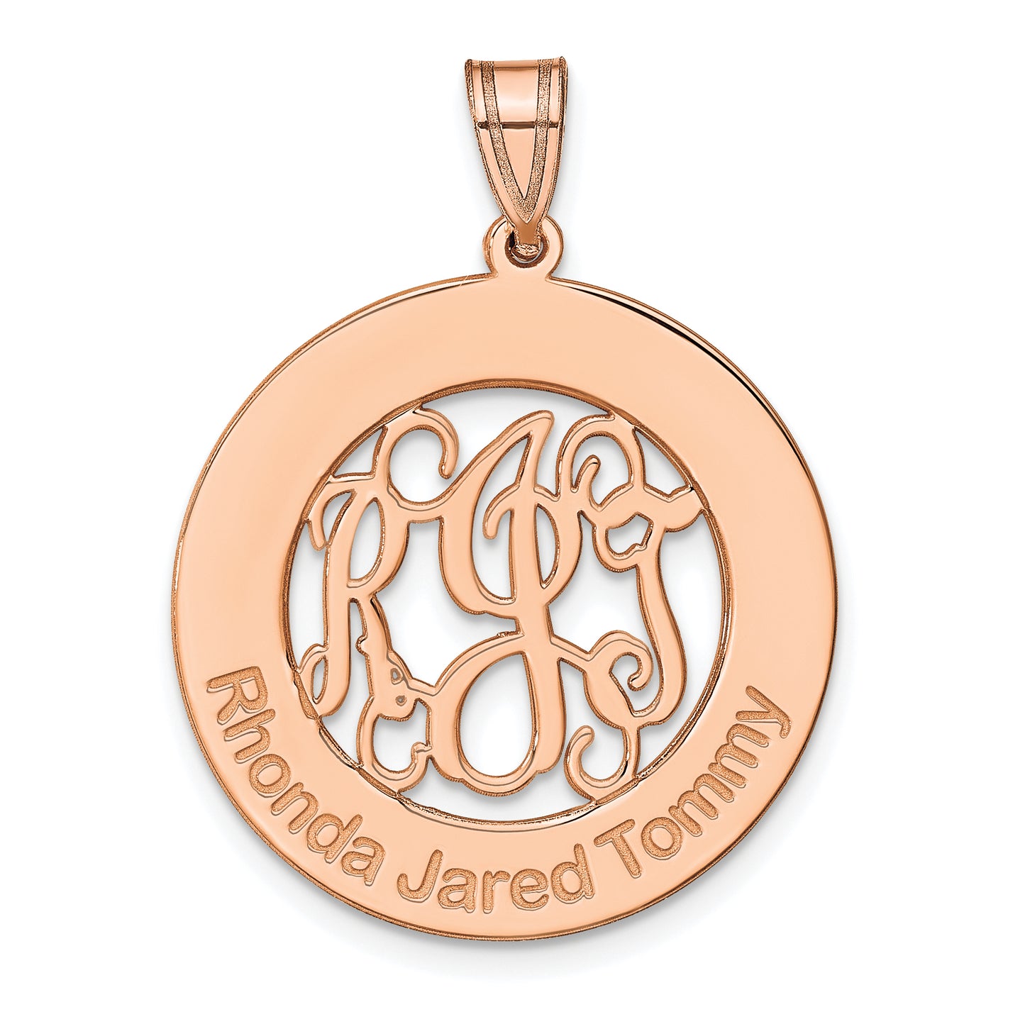 14K Rose Gold Polished Family Monogram Pendant