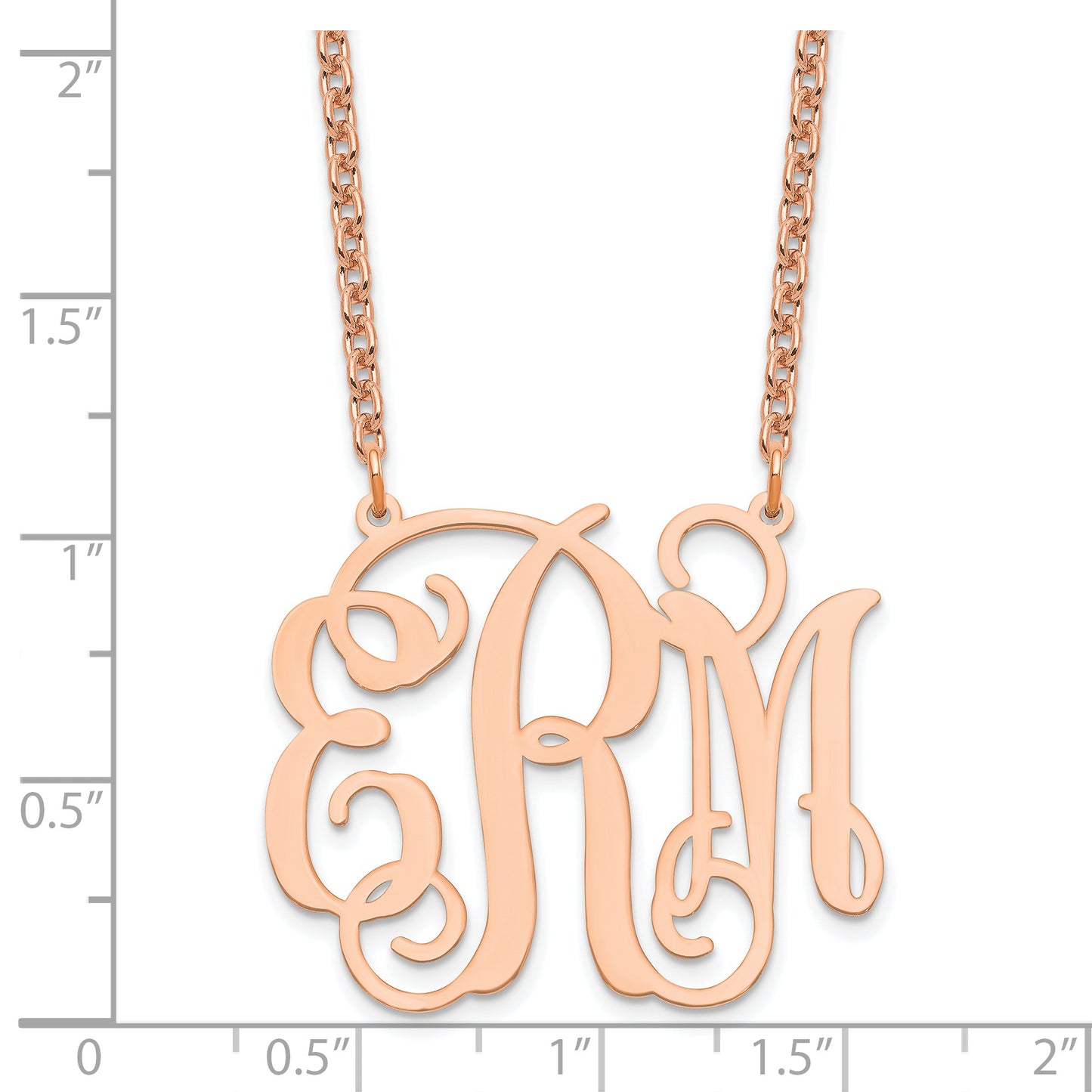 Sterling Silver Rose Gold plated Polished Monogram Necklace