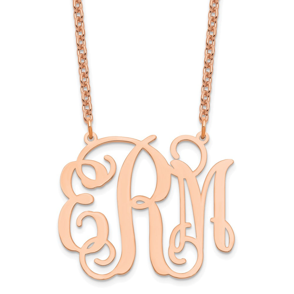 Sterling Silver Rose Gold plated Polished Monogram Necklace