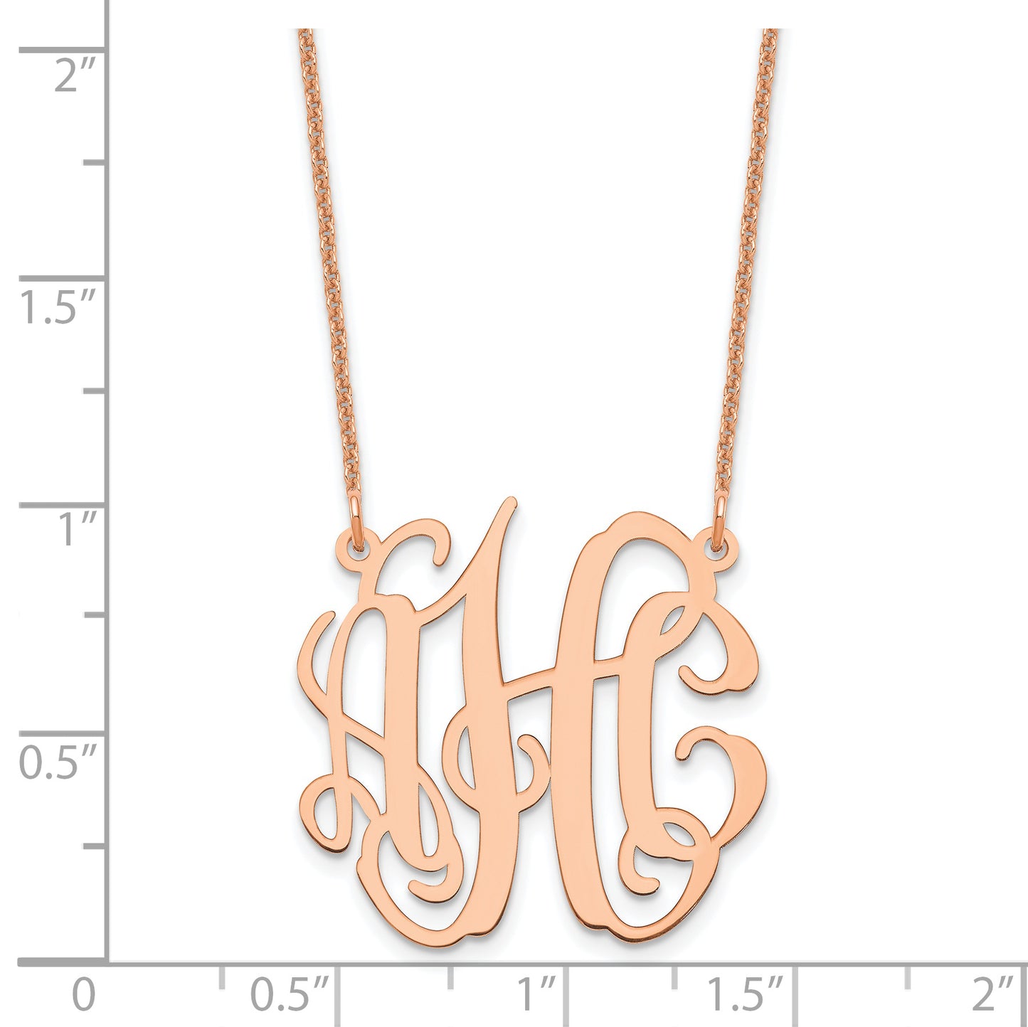 14K Rose Gold Small Polished Monogram Necklace