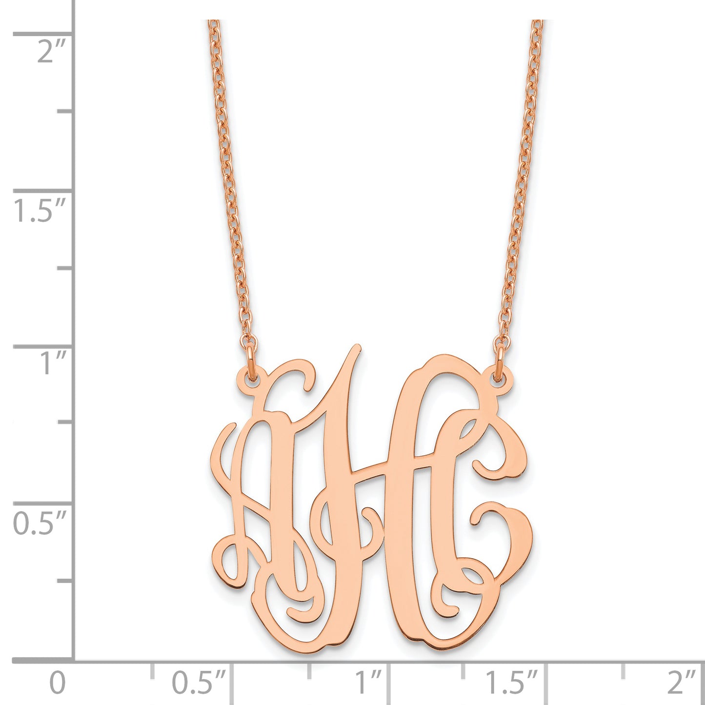 Sterling Silver Rose Gold plated Small Polished Monogram Necklace