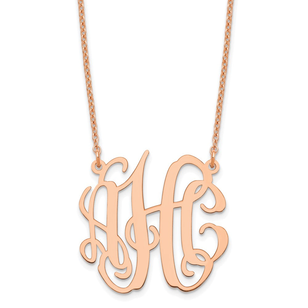Sterling Silver Rose Gold plated Small Polished Monogram Necklace