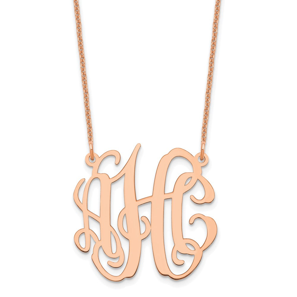 14K Rose Gold Small Polished Monogram Necklace