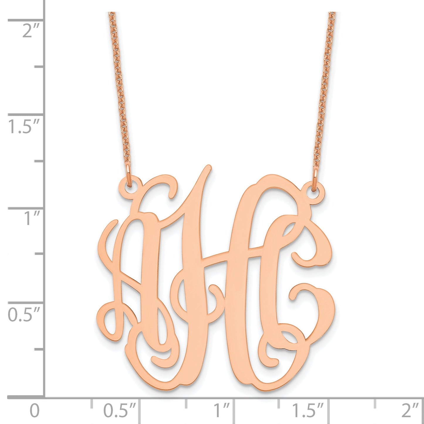 14K Rose Gold Medium Polished Monogram Necklace