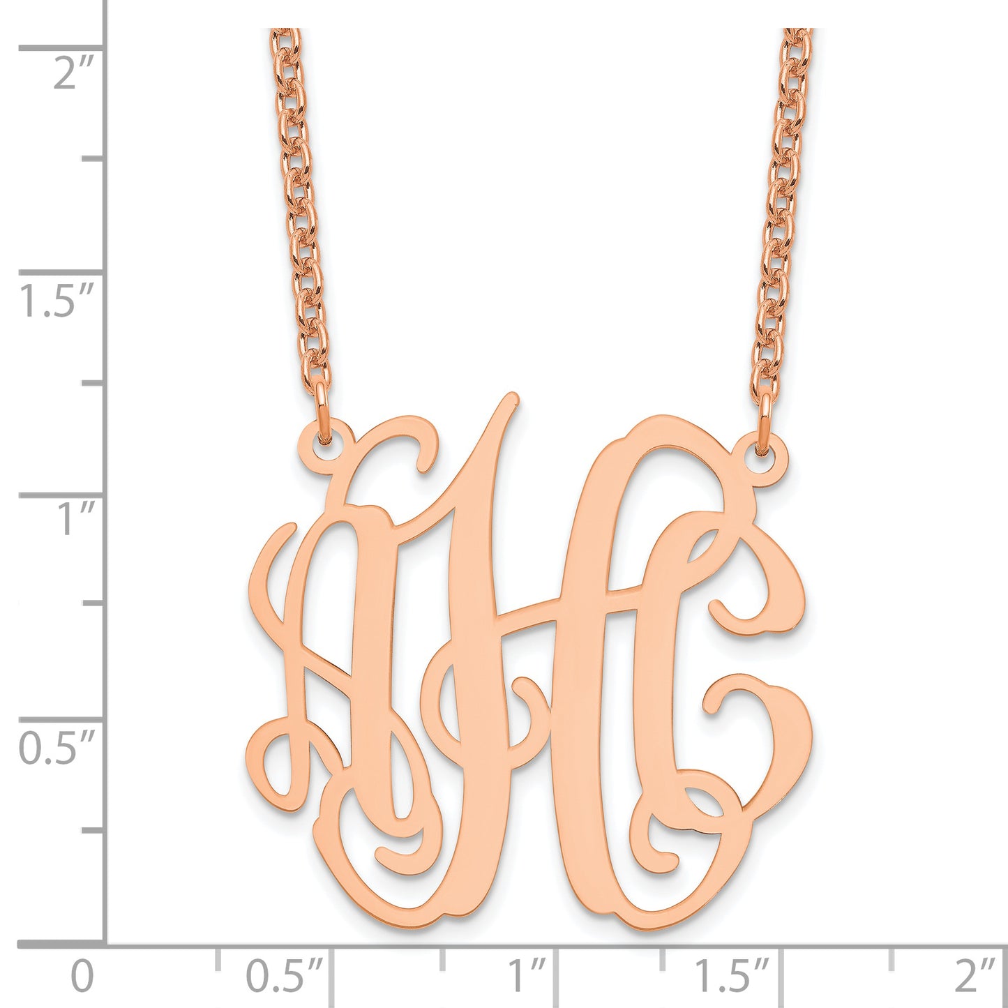 Sterling Silver Rose Gold plated Medium Polished Monogram Necklace