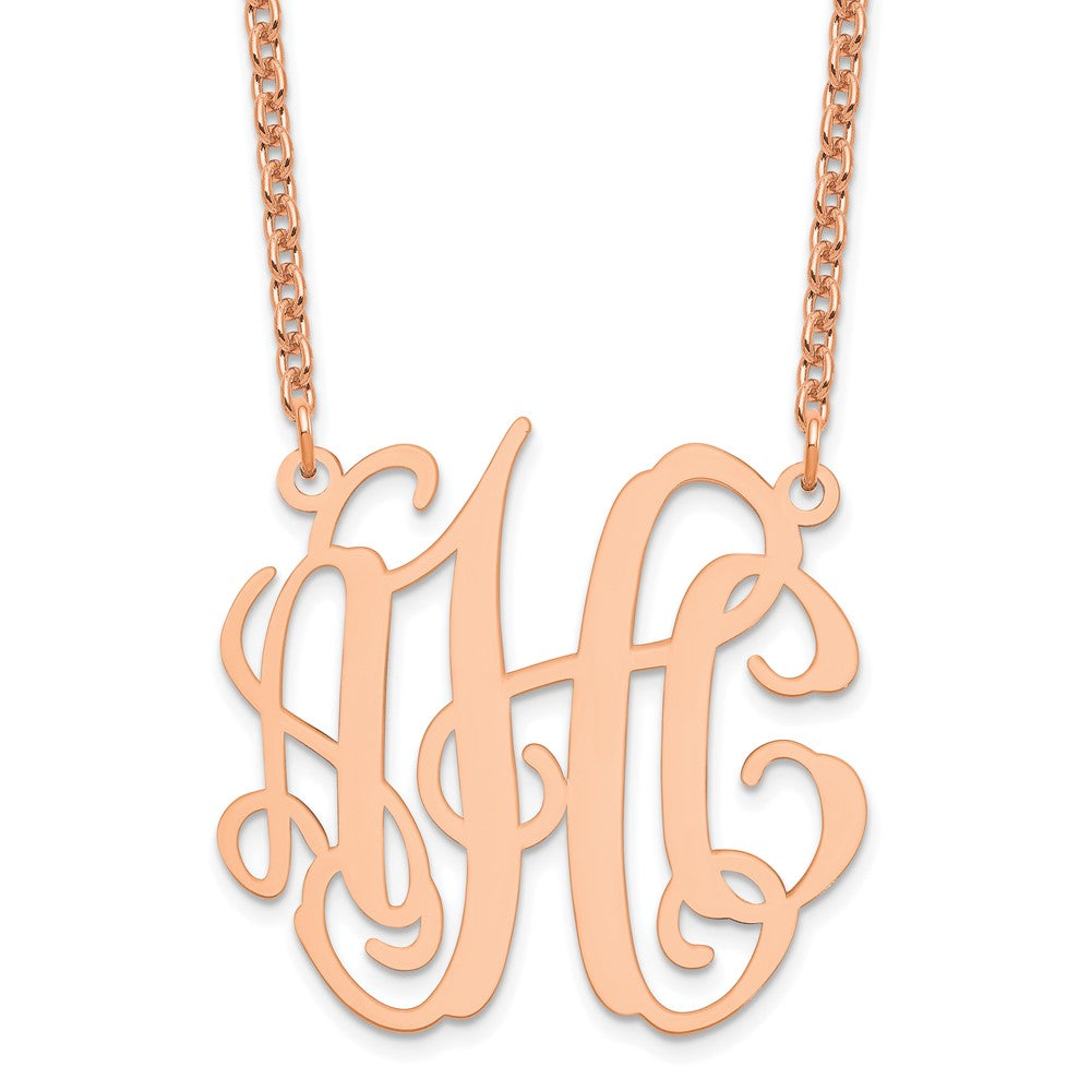 Sterling Silver Rose Gold plated Medium Polished Monogram Necklace