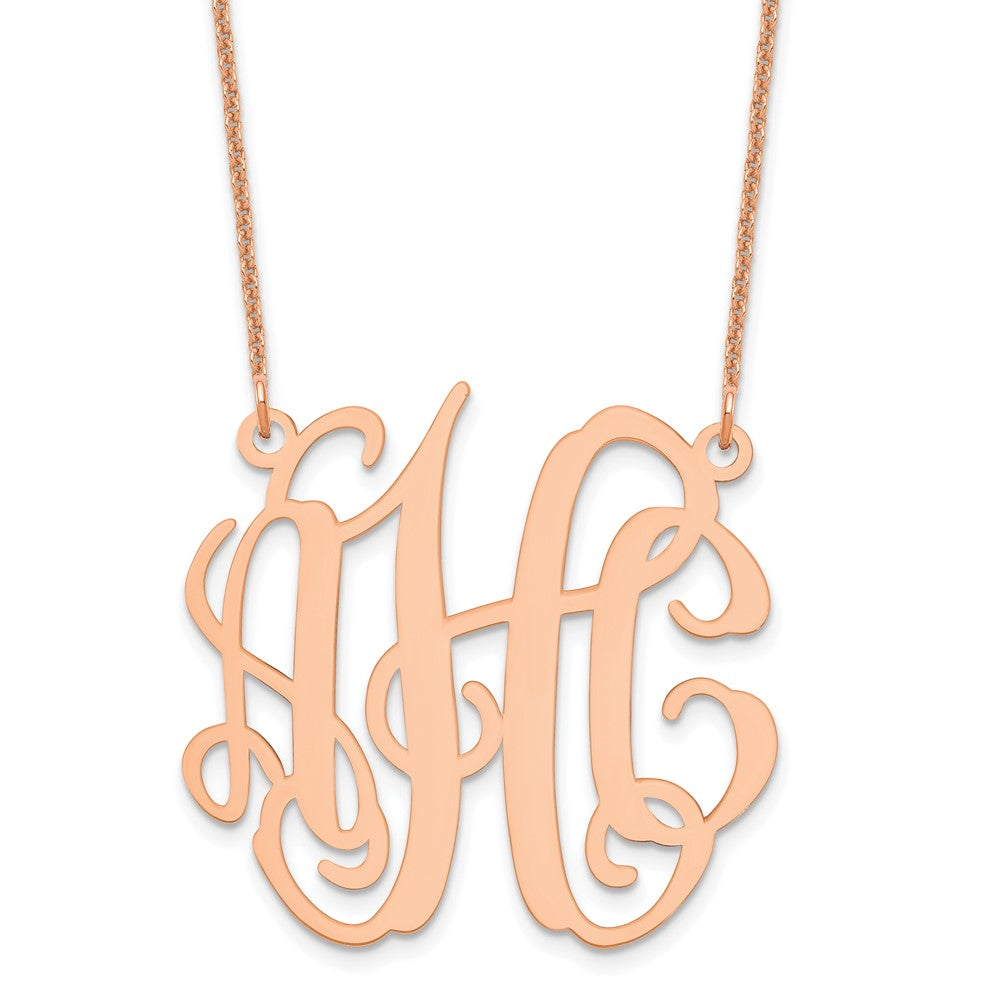 14K Rose Gold Medium Polished Monogram Necklace