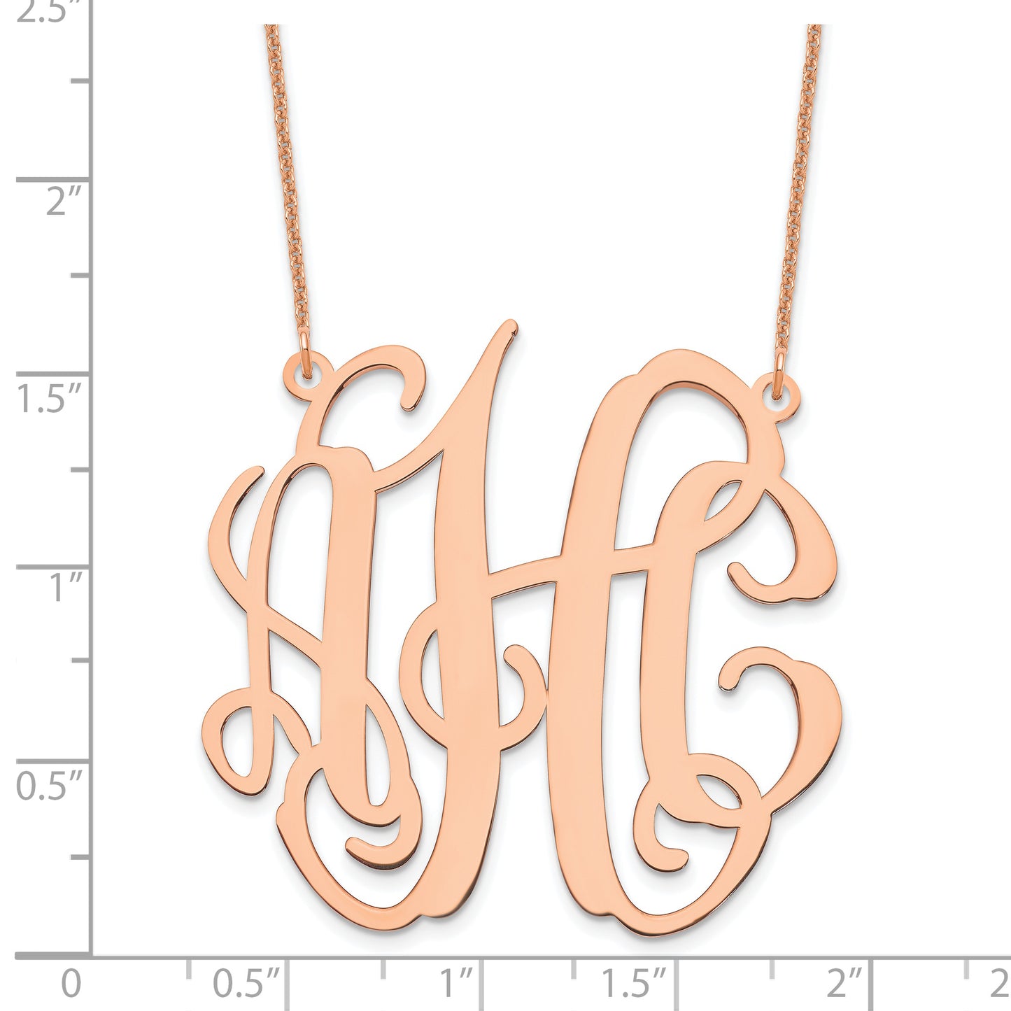 14K Rose Gold Large Polished Monogram Necklace