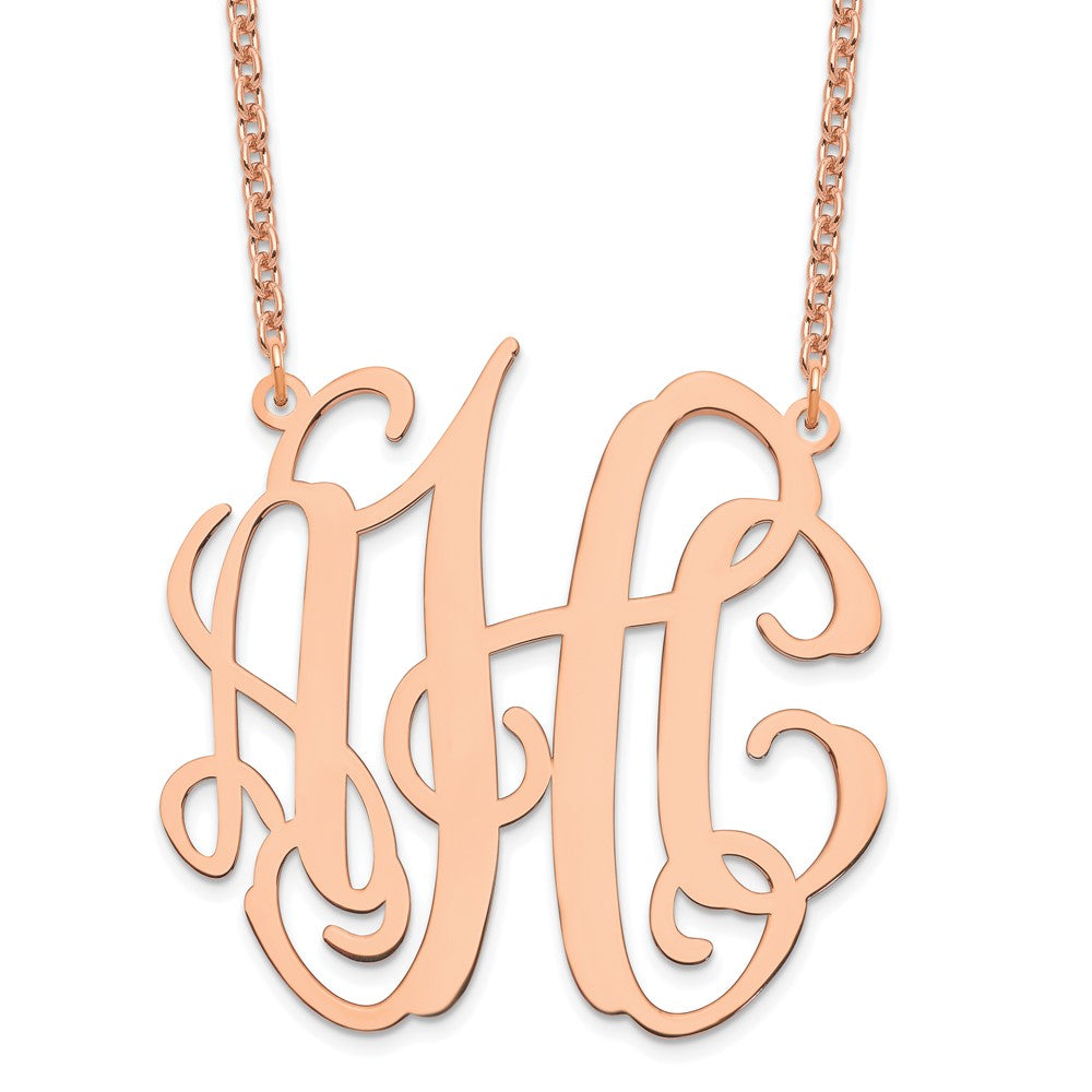 Sterling Silver Rose Gold plated Large Polished Monogram Necklace