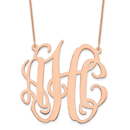 14K Rose Gold Large Polished Monogram Necklace