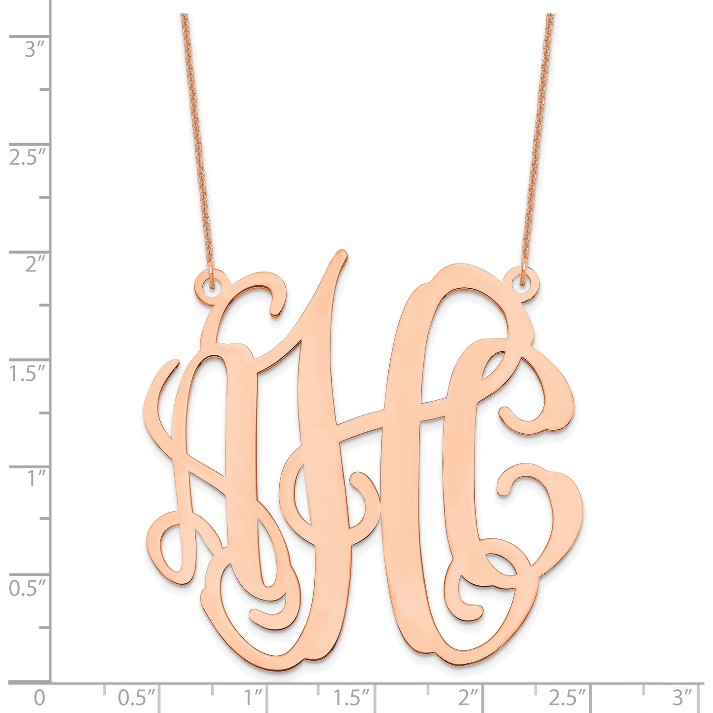 14K Rose Gold Extra Large Monogram Necklace