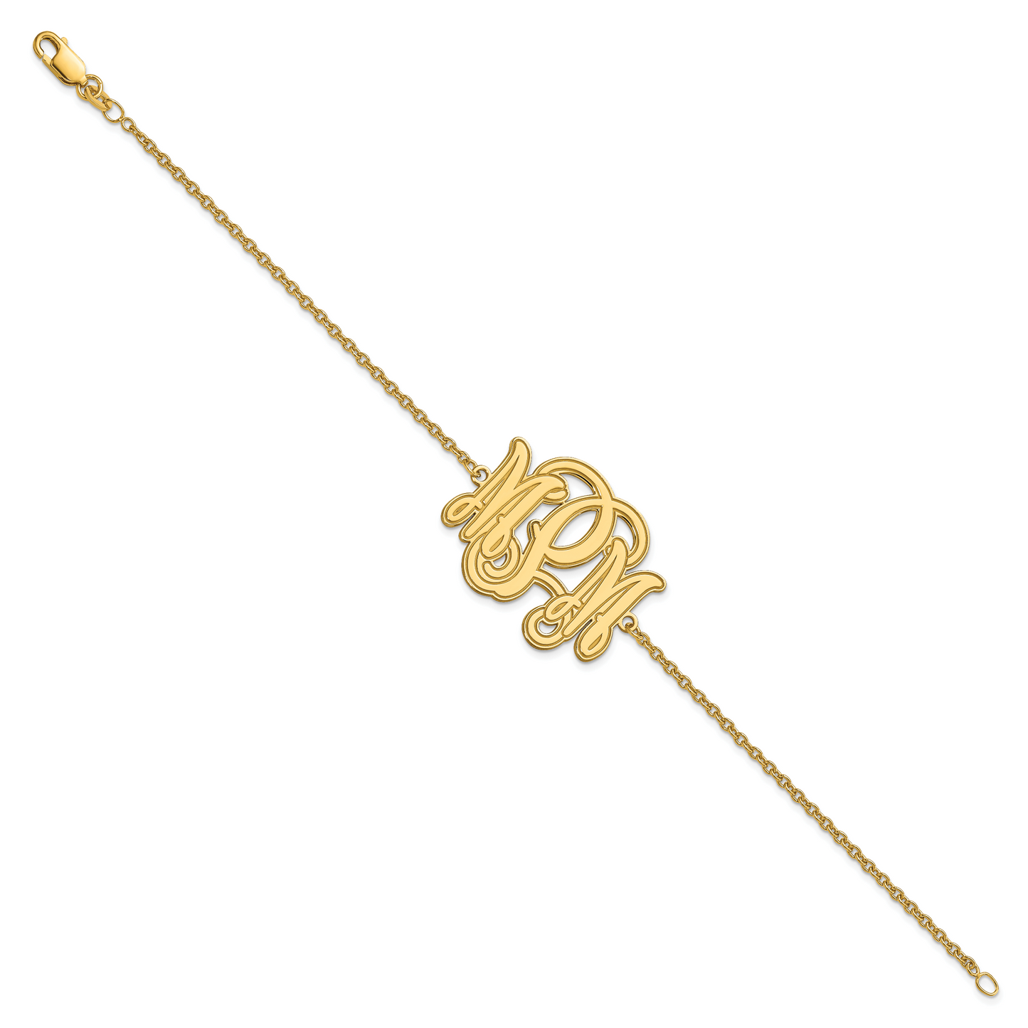 14K Yellow Gold Etched Outline Monogram Bracelet