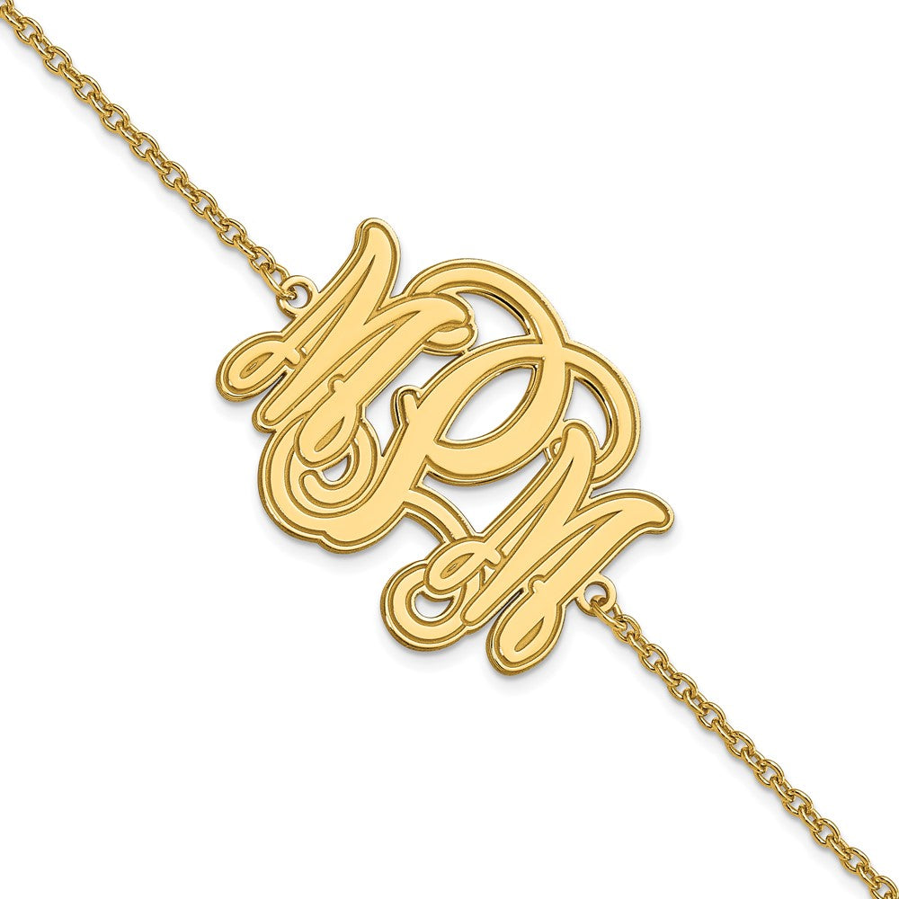 14K Yellow Gold Etched Outline Monogram Bracelet