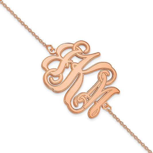 14K Rose Gold Etched Outline Monogram Bracelet