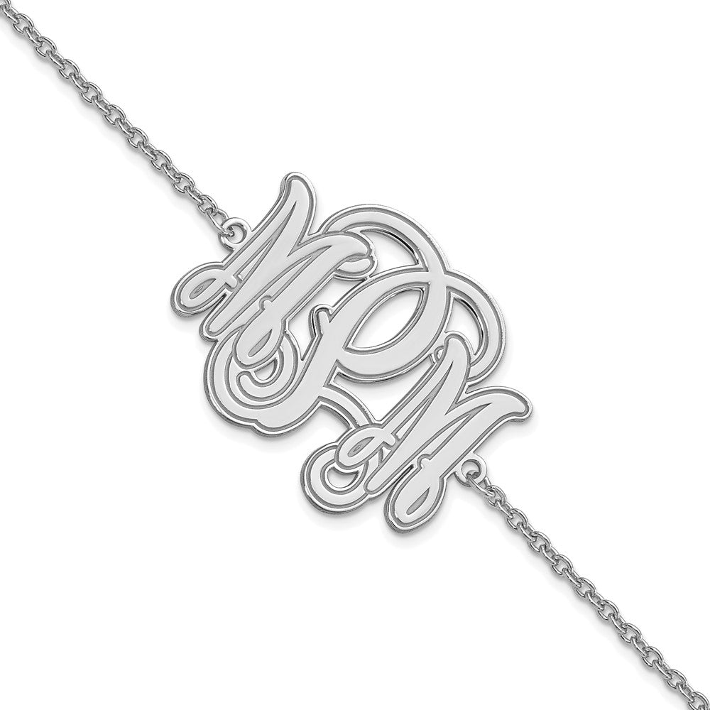 14K White Gold Etched Outline Monogram Bracelet