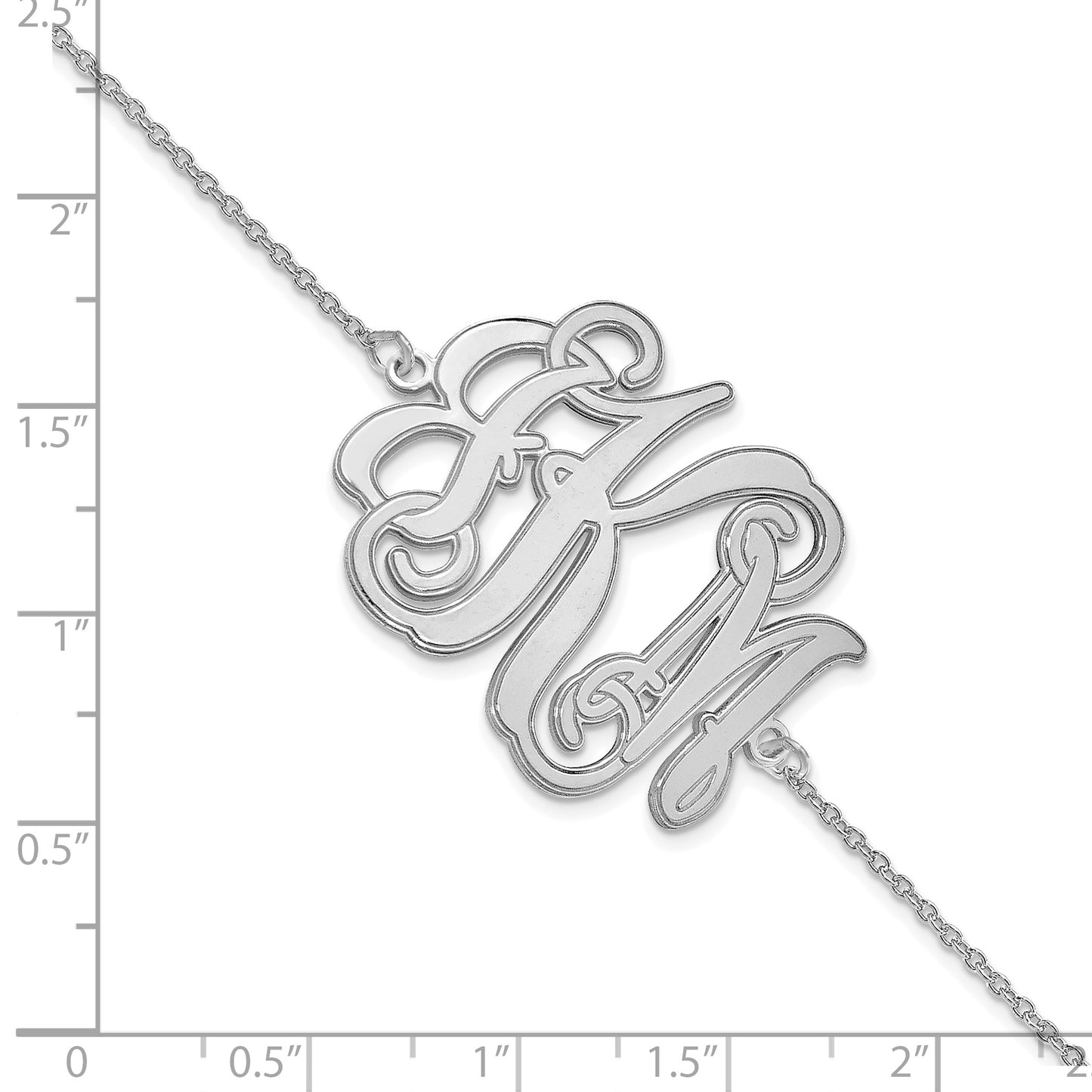 10K White Gold Etched Outline Monogram Bracelet