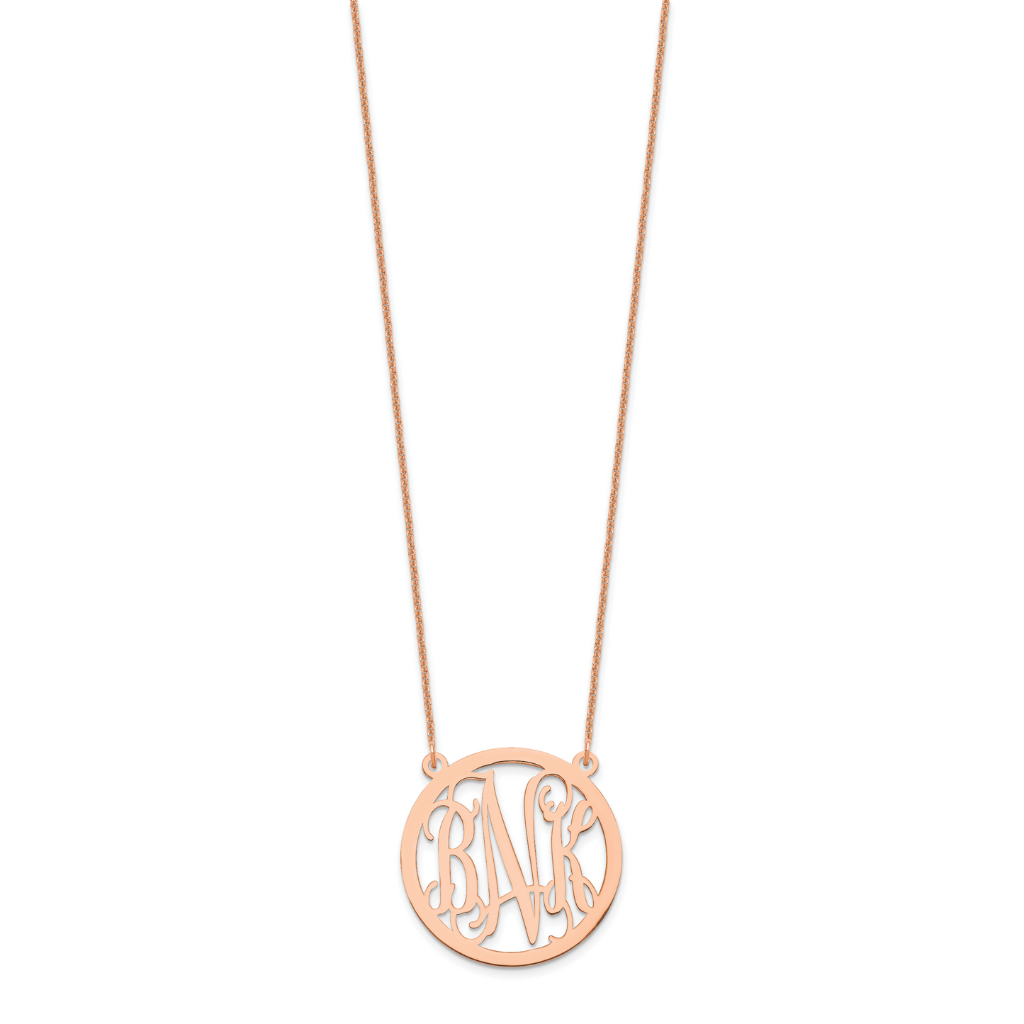 14K Rose Gold Small Circle Monogram Necklace