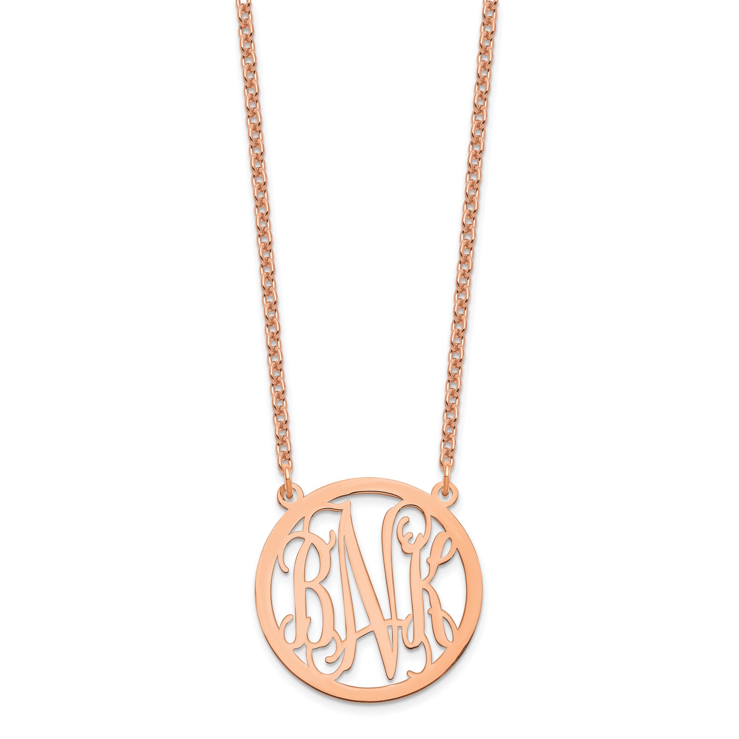 Sterling Silver Rose Gold Plated Small Circle Monogram Necklace