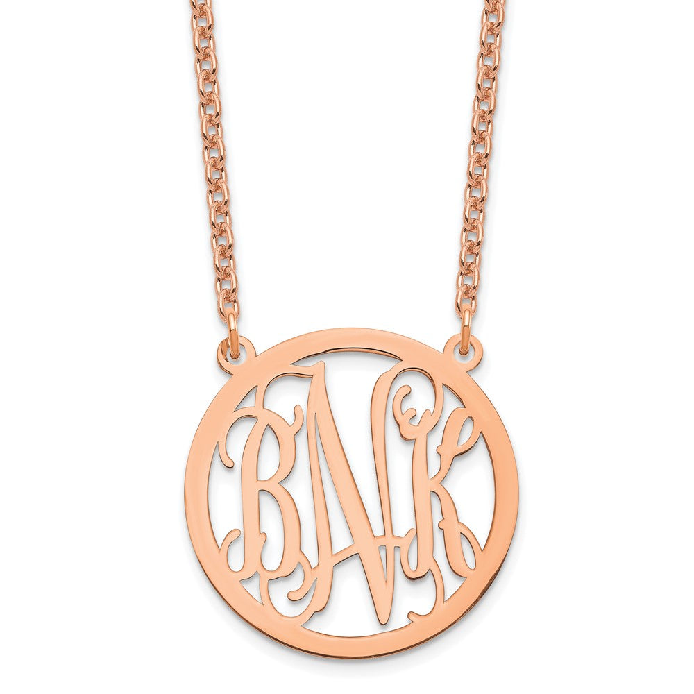 Sterling Silver Rose Gold Plated Small Circle Monogram Necklace
