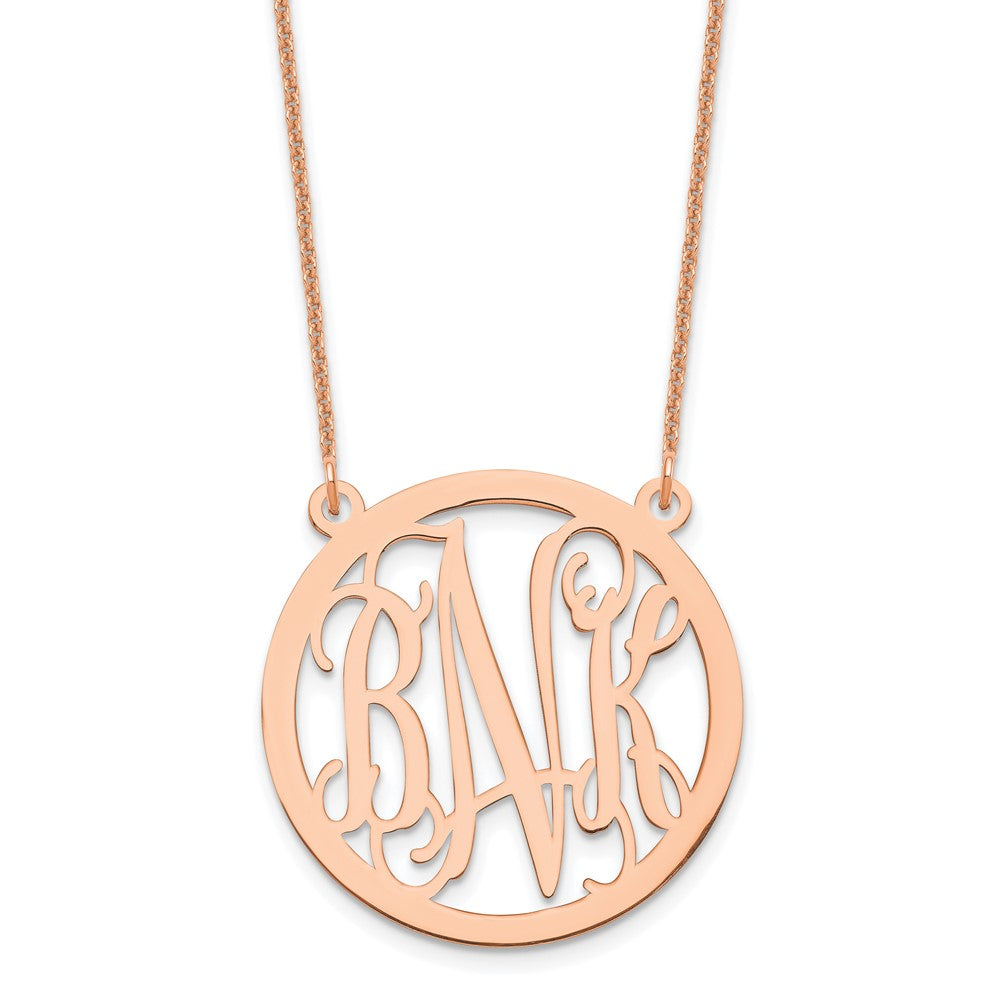 14K Rose Gold Small Circle Monogram Necklace