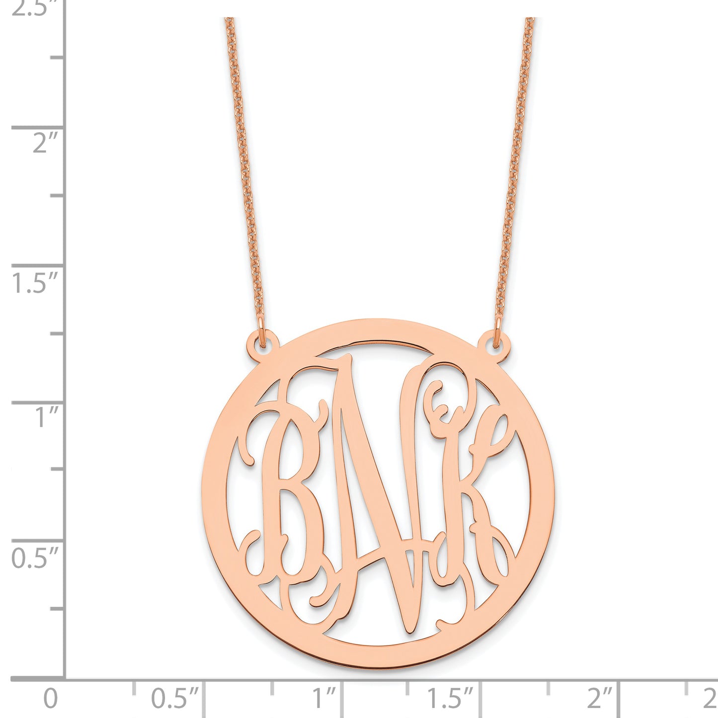 14K Rose Gold Large Circle Monogram Necklace