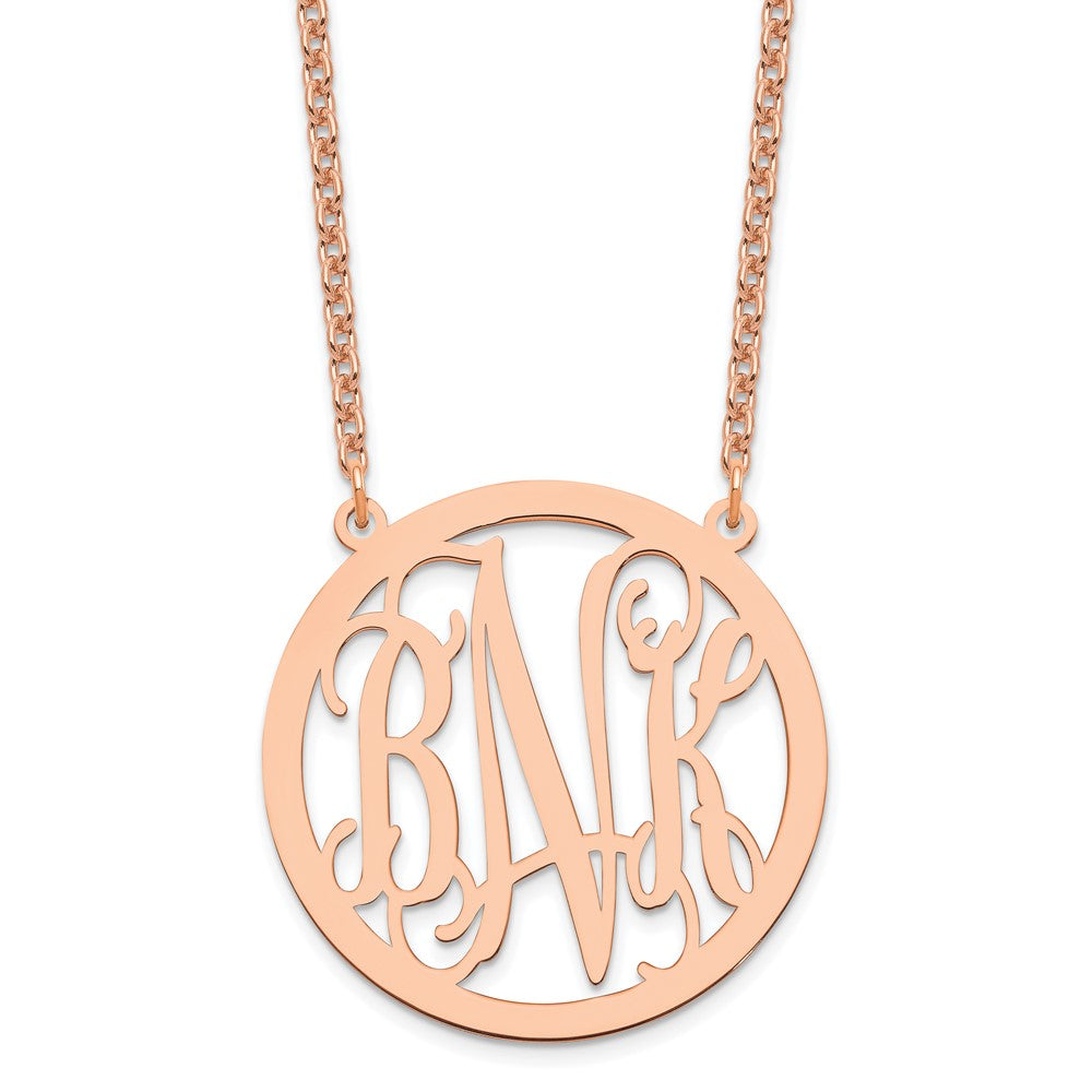 Sterling Silver Rose Gold plated Large Circle Monogram Necklace