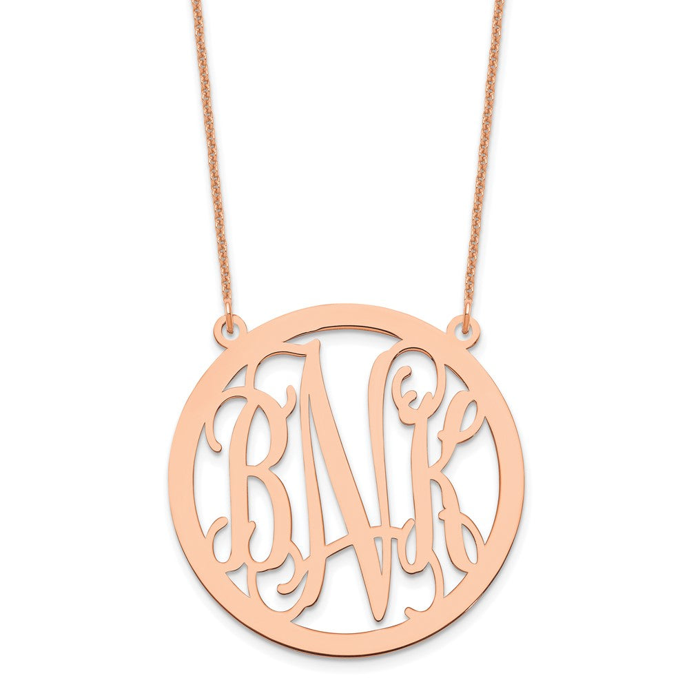 14K Rose Gold Large Circle Monogram Necklace