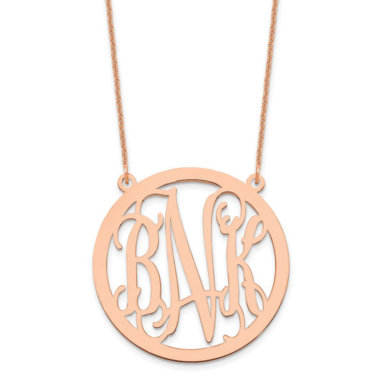 14K Rose Gold Large Circle Monogram Necklace