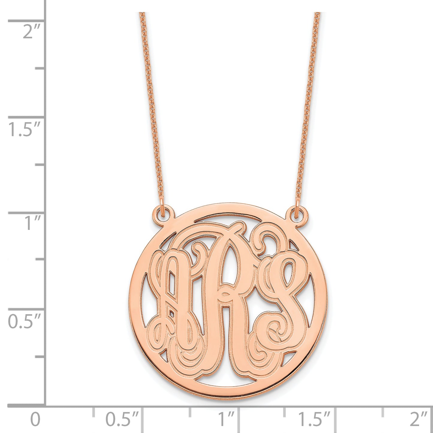 14K Rose Gold Small Etched Monogram Circle Necklace