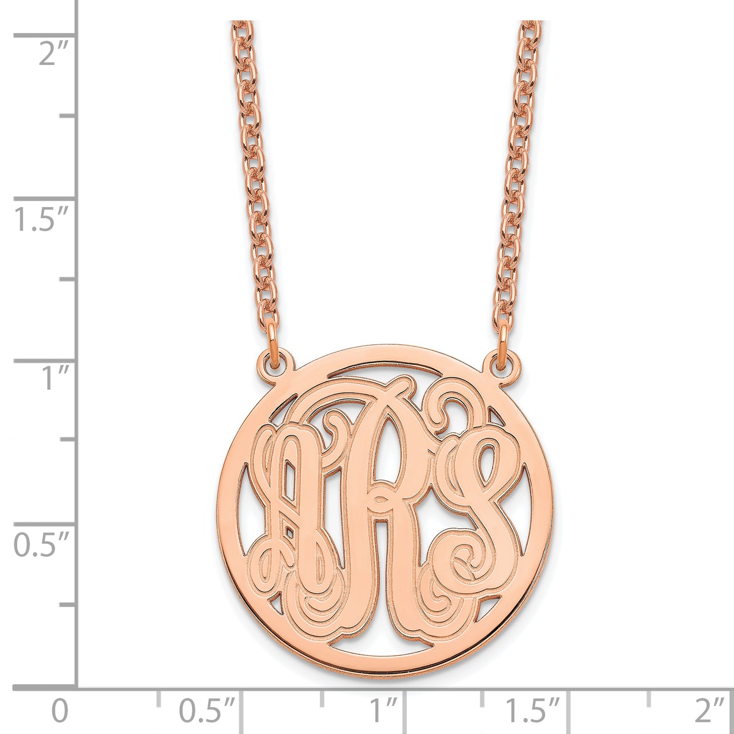 Sterling Silver Rose Gold plated Small Etched Monogram Circle Necklace