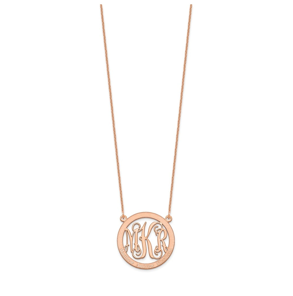 14K Yellow Or White Or Rose Gold Small Family Monogram Necklace – Elegant Jewelry Gift for Birthday, Anniversary, Engagement, Wedding