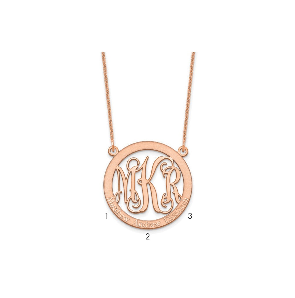 14K Yellow Or White Or Rose Gold Small Family Monogram Necklace – Elegant Jewelry Gift for Birthday, Anniversary, Engagement, Wedding