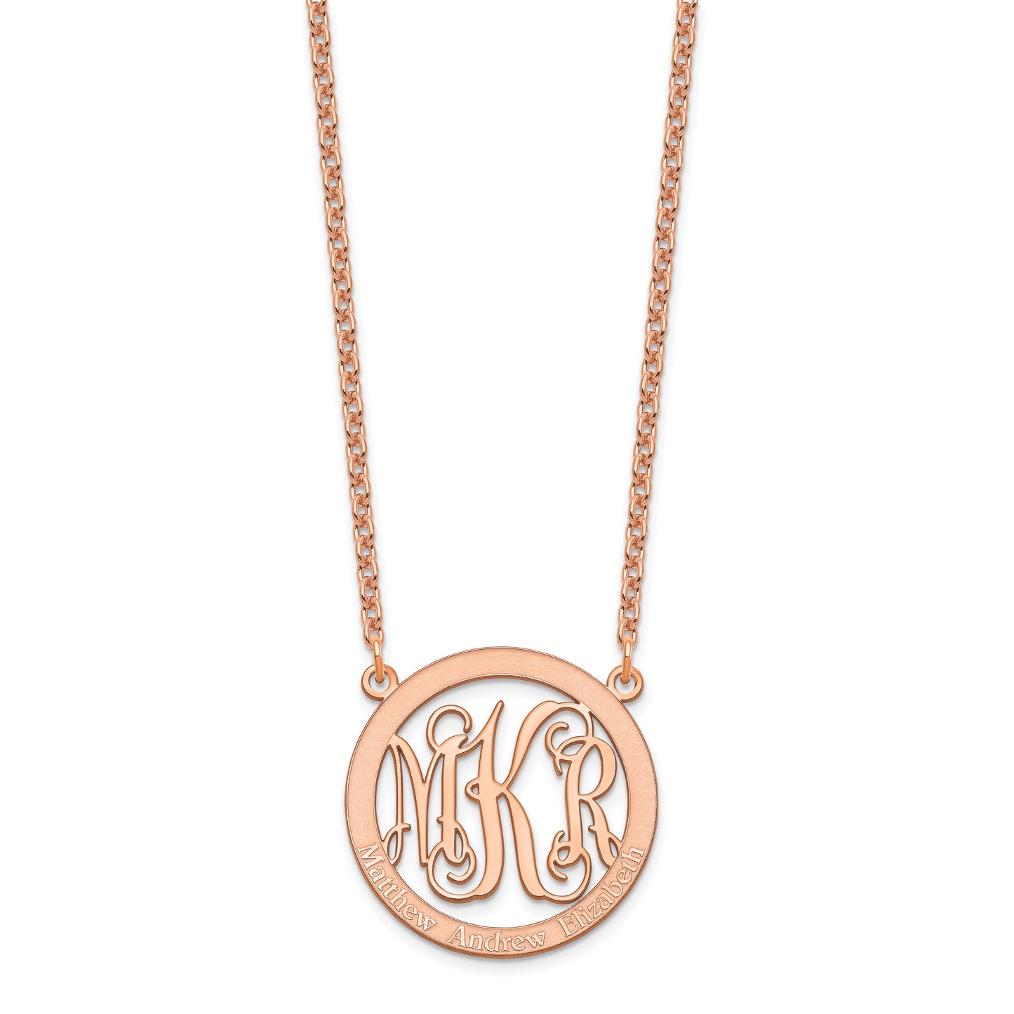 Sterling Silver Rose Gold plated Small Family Monogram Necklace
