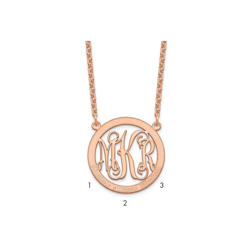 Sterling Silver Rose Gold plated Small Family Monogram Necklace