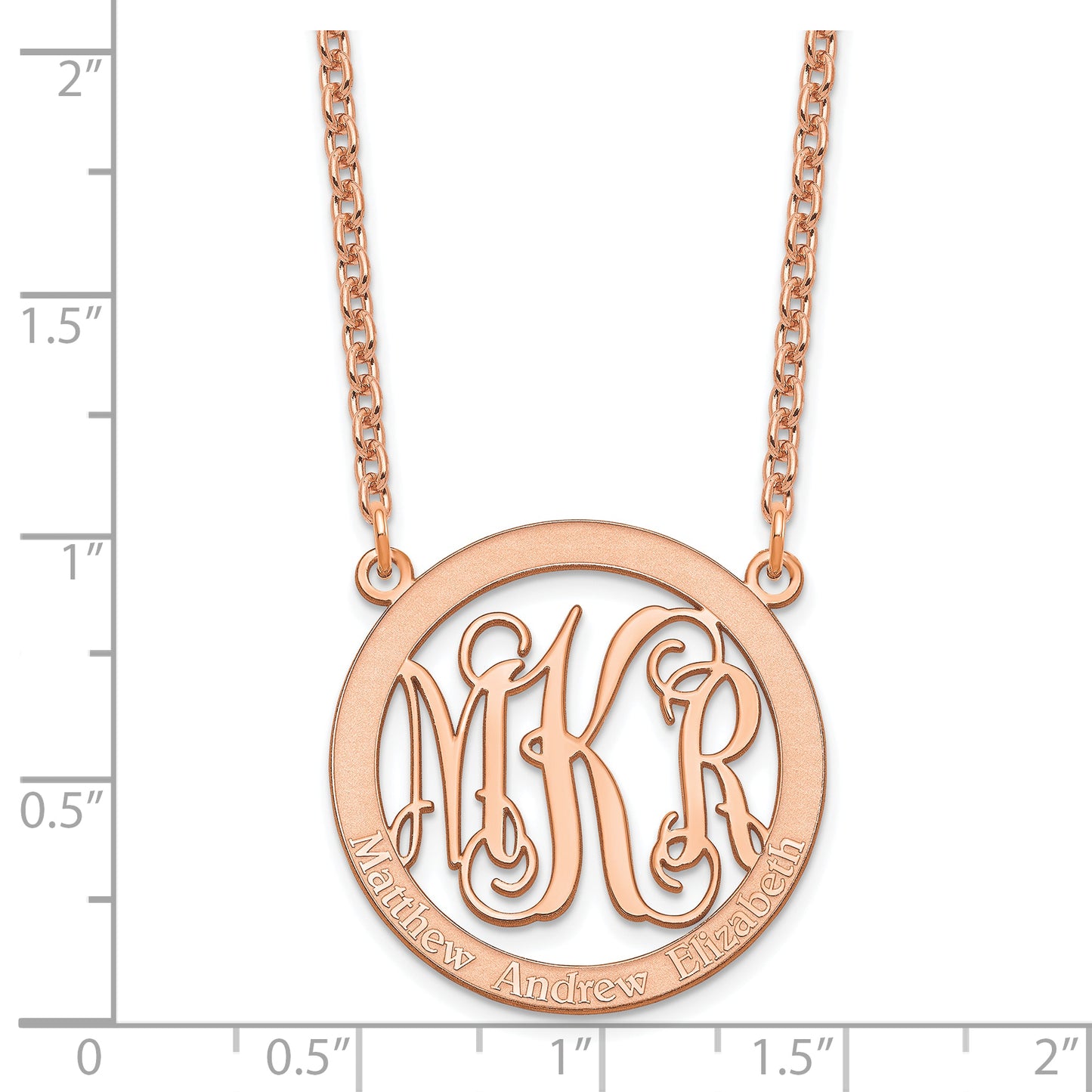 Sterling Silver Rose Gold plated Small Family Monogram Necklace